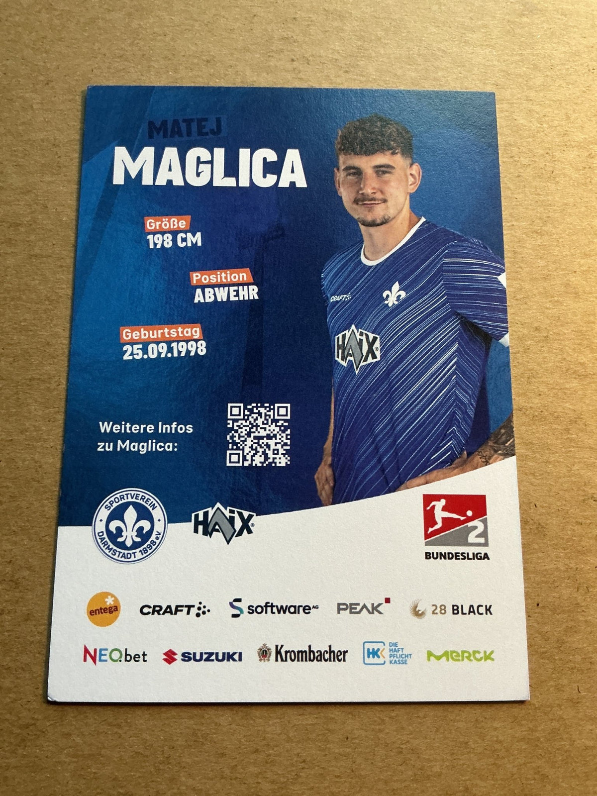 Matej Maglica, Croatia 🇭🇷 SV Darmstadt 98 2023/24 hand signed - Autographs-World