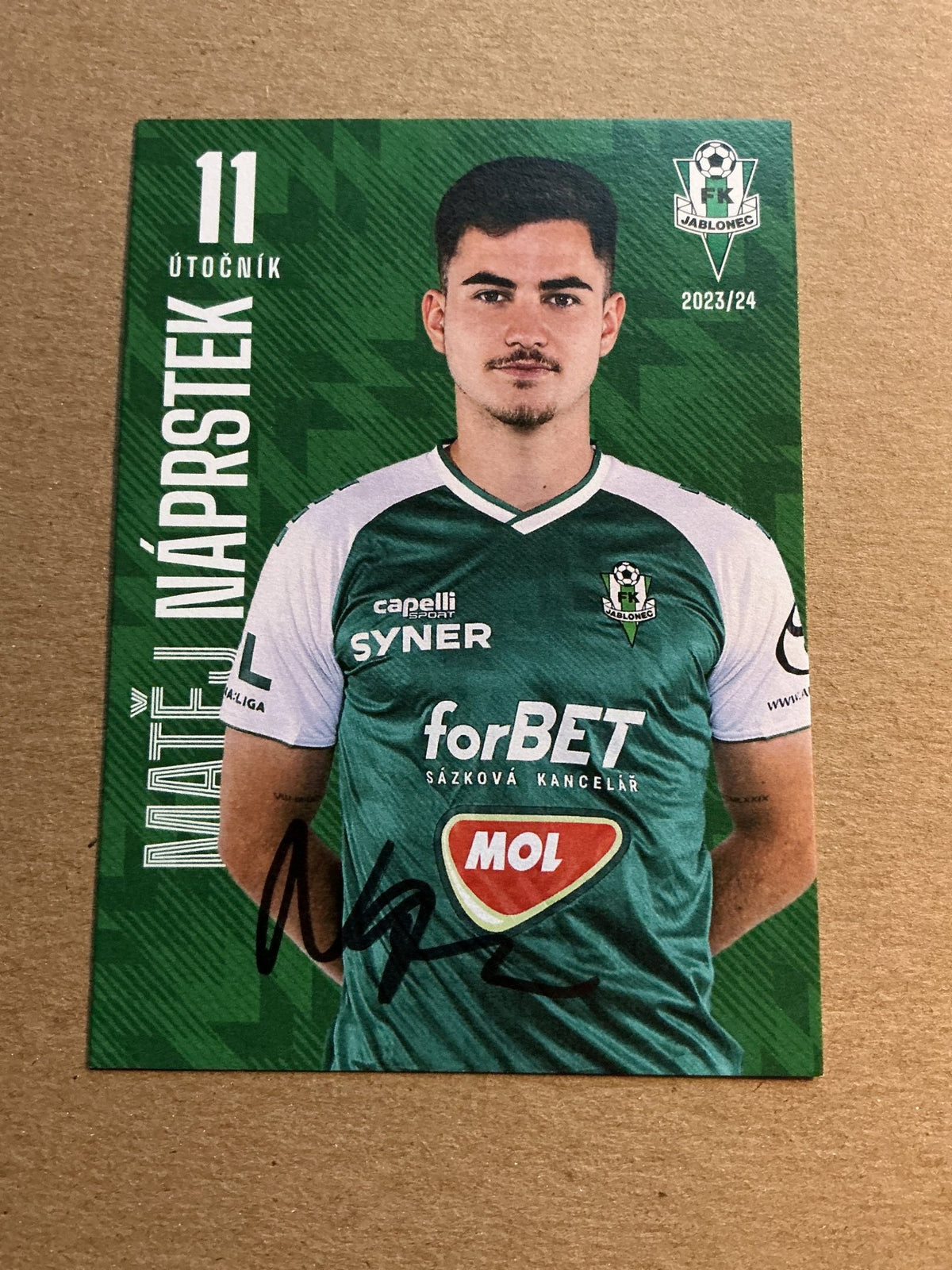 Matěj Náprstek, Czech Republic 🇨🇿 FK Jablonec 2023/24 hand signed - Autographs-World