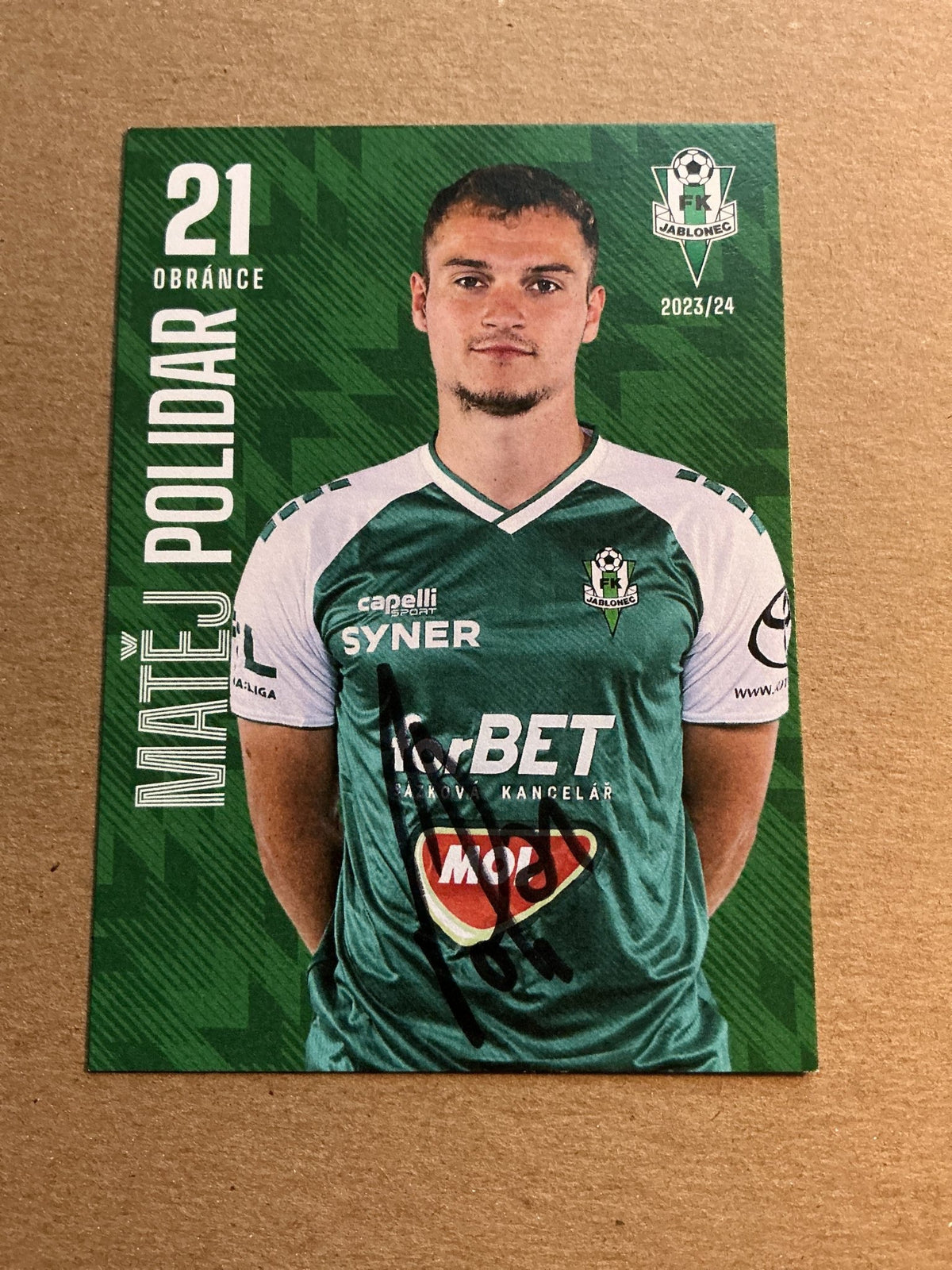 Matěj Polidar, Czech Republic 🇨🇿 FK Jablonec 2023/24 hand signed - Autographs-World