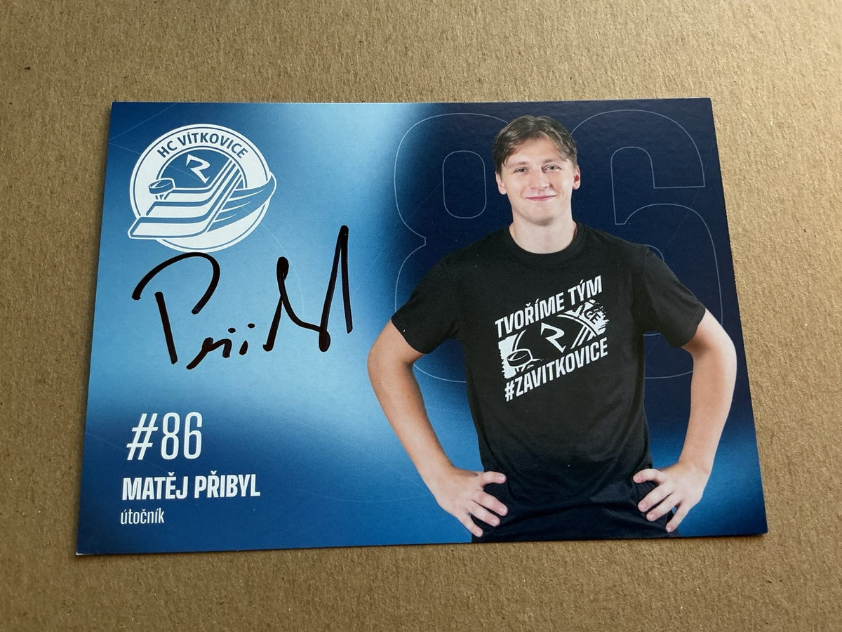 Matěj Přibyl, Czech Republic 🇨🇿 HC Vítkovice 2025/26 hand signed - Autographs-World