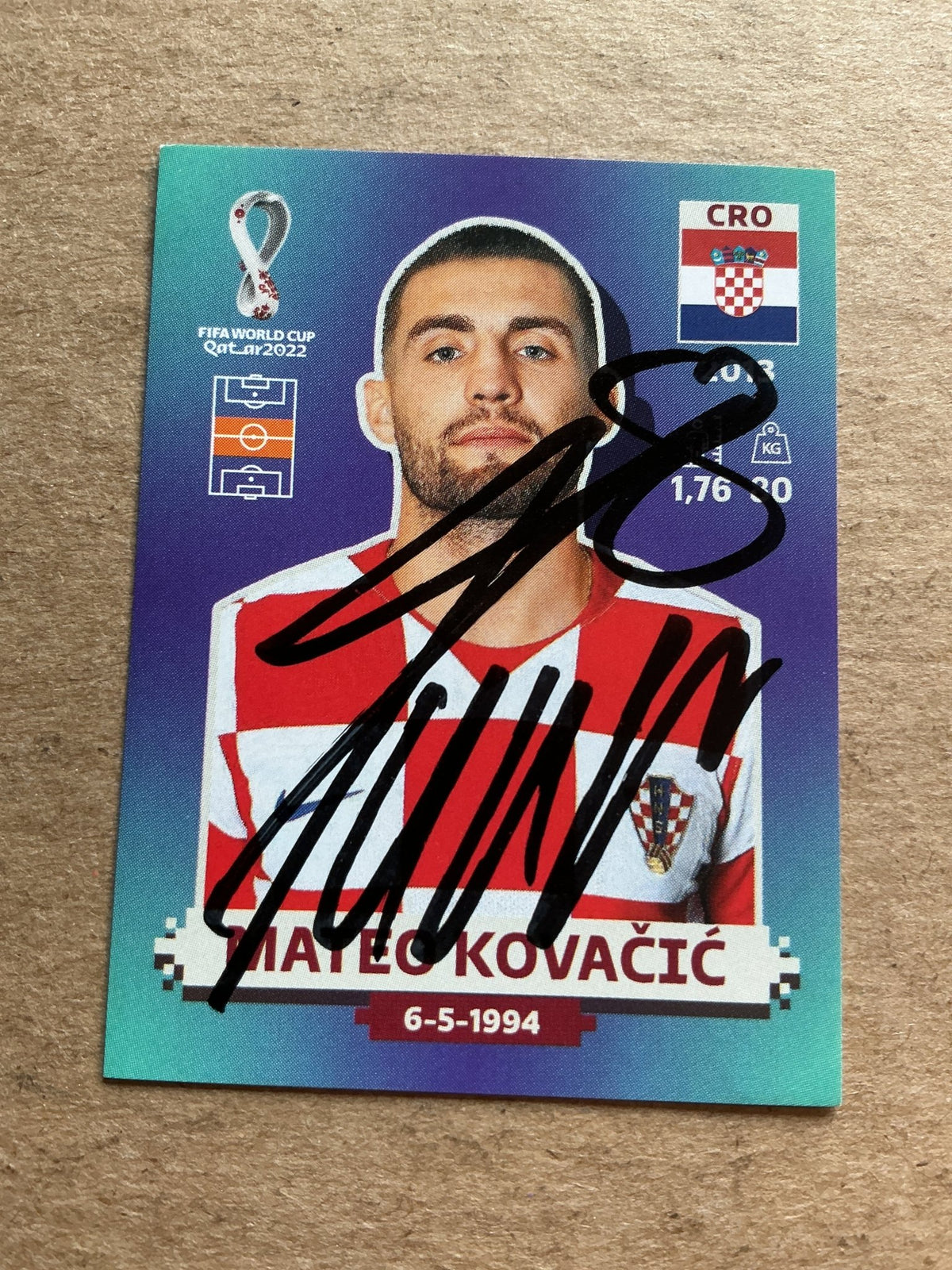 Mateo Kovacic, Croatia 🇭🇷 FIFA World Cup 2022 Panini hand signed - Autographs-World