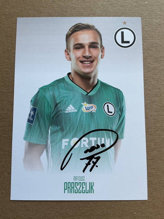 Mateusz Praszelik, Poland 🇵🇱 Legia Warszawa 2019/20 hand signed - Autographs-World