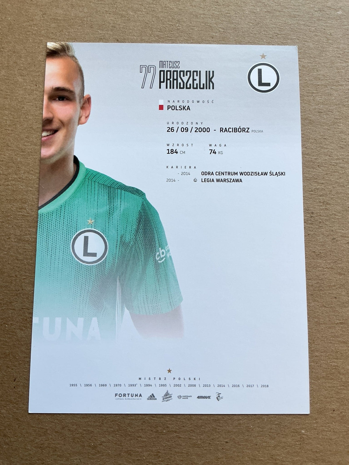 Mateusz Praszelik, Poland 🇵🇱 Legia Warszawa 2019/20 hand signed - Autographs-World