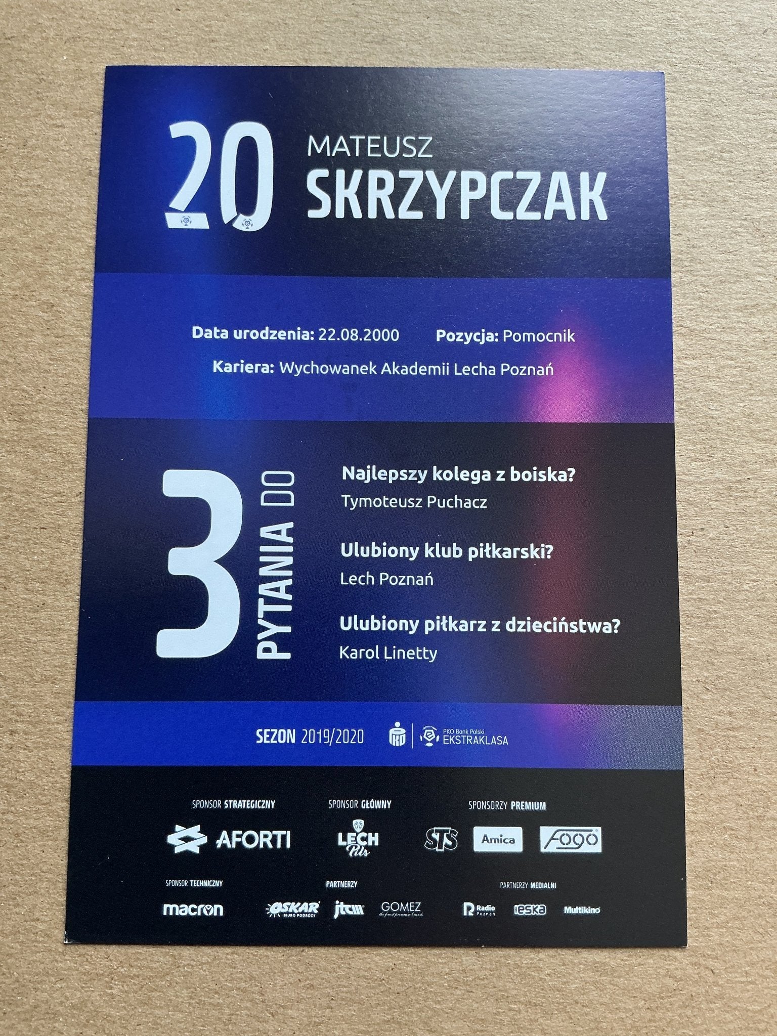 Mateusz Skrzypczak, Poland 🇵🇱 Lech Poznań 2019/20 hand signed - Autographs-World