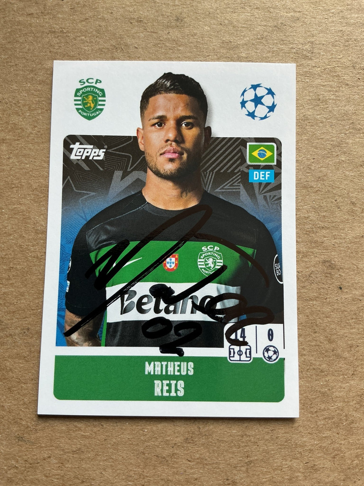 Matheus Reis, Brazil 🇧🇷 Sporting CP 2024/25 Topps hand signed - Autographs-World