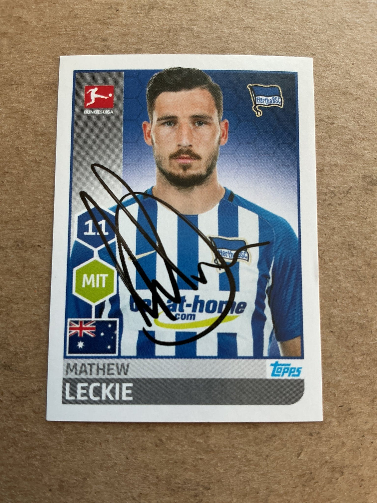 Mathew Leckie, Australia 🇦🇺 Hertha BSC Berlin 2017/18 Topps hand signed - Autographs-World