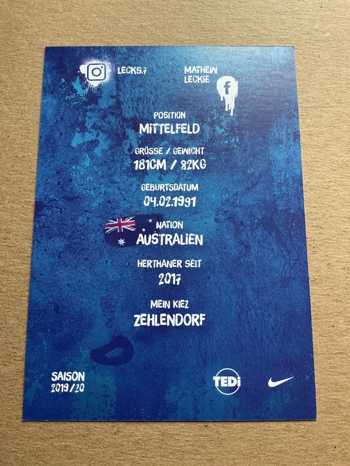 Mathew Leckie, Australia 🇦🇺 Hertha BSC Berlin 2019/20 hand signed - Autographs-World