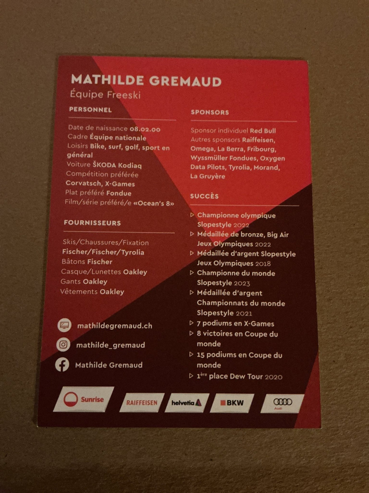 Mathilde Gremaud, Switzerland 🇨🇭 Freestyle 2023/24 hand signed - Autographs-World