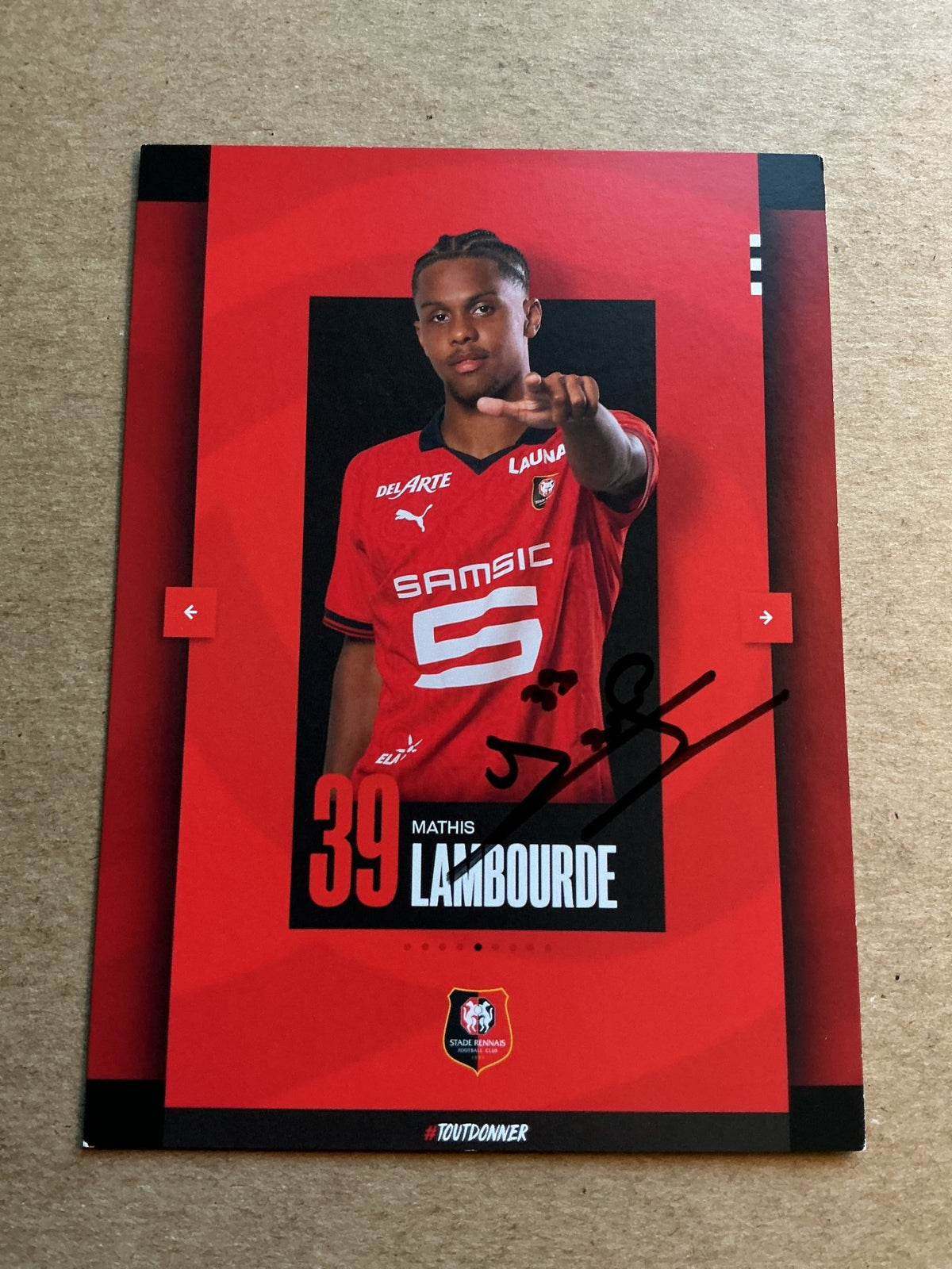 Mathis Lambourde, France 🇫🇷 Stade Rennes FC 2023/24 hand signed - Autographs-World