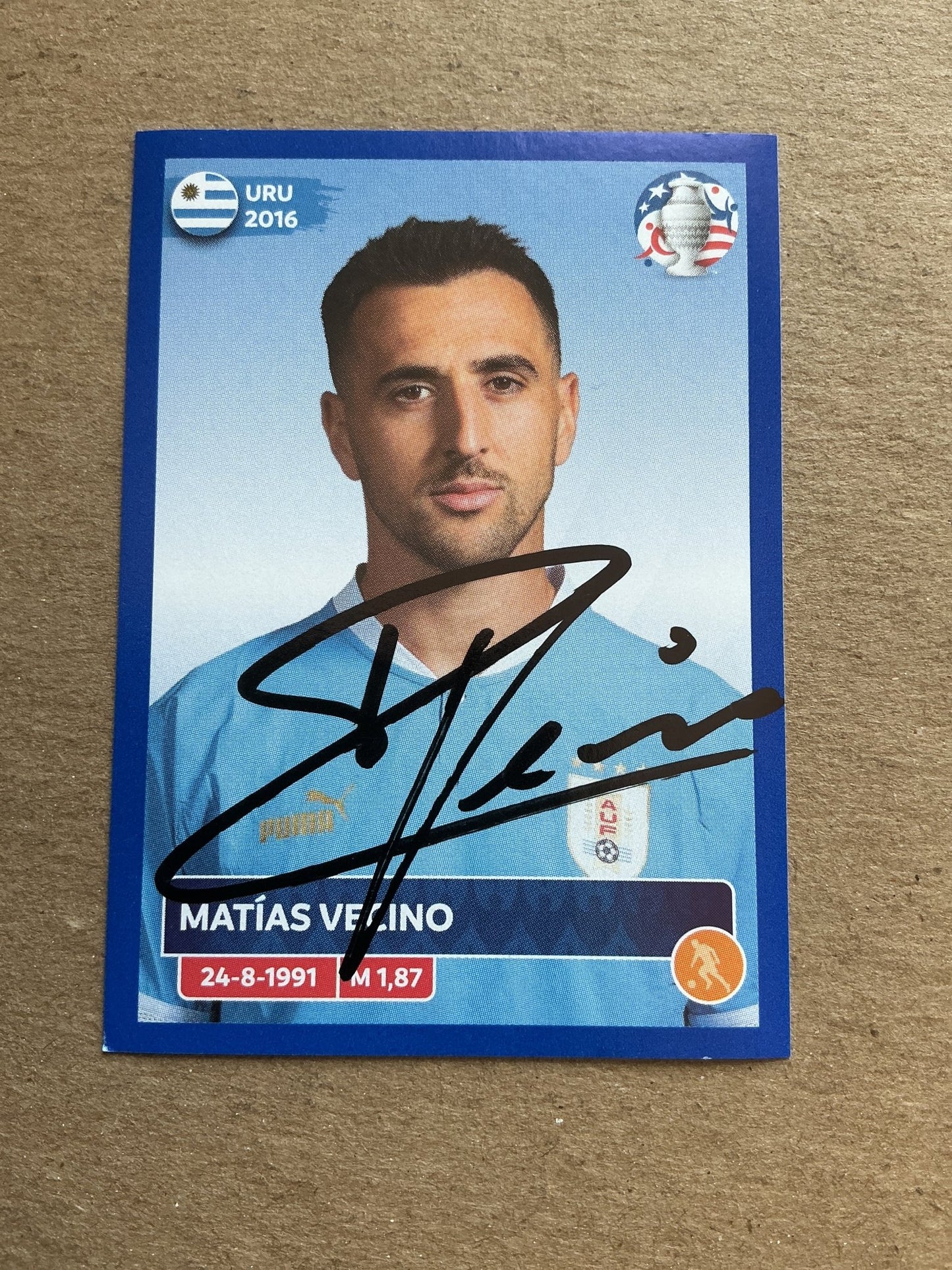 Matías Vecino, Uruguay 🇺🇾 Copa America 2024 Panini hand signed - Autographs-World