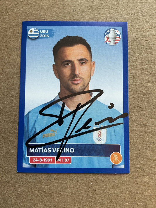 Matías Vecino, Uruguay 🇺🇾 Copa America 2024 Panini hand signed - Autographs-World