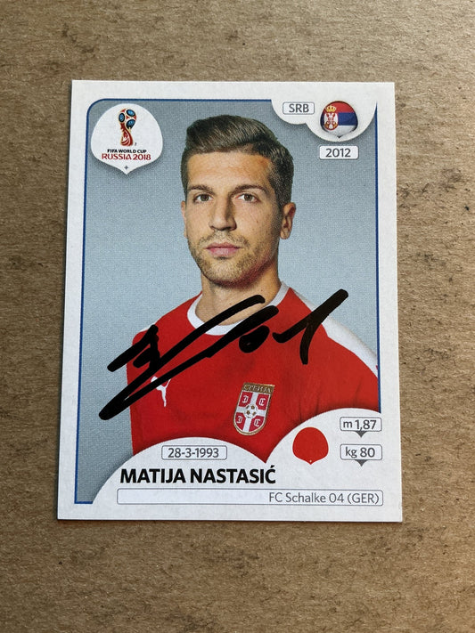 Matija Nastasić, Serbia 🇷🇸 FIFA World Cup 2018 Panini hand signed - Autographs-World
