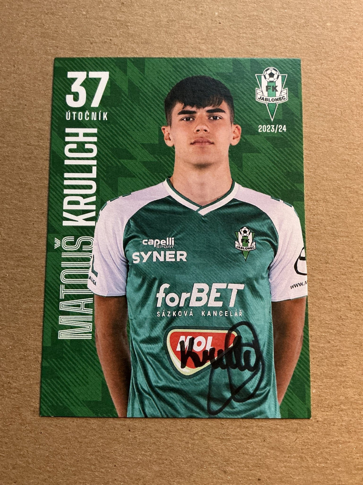 Matouš Krulich, Czech Republic 🇨🇿 FK Jablonec 2023/24 hand signed - Autographs-World