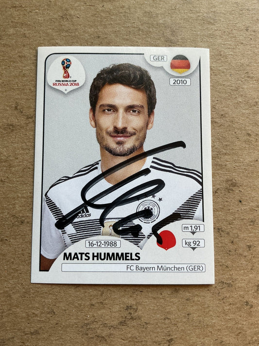 Mats Hummels, Germany 🇩🇪 FIFA World Cup 2018 Panini hand signed - Autographs-World