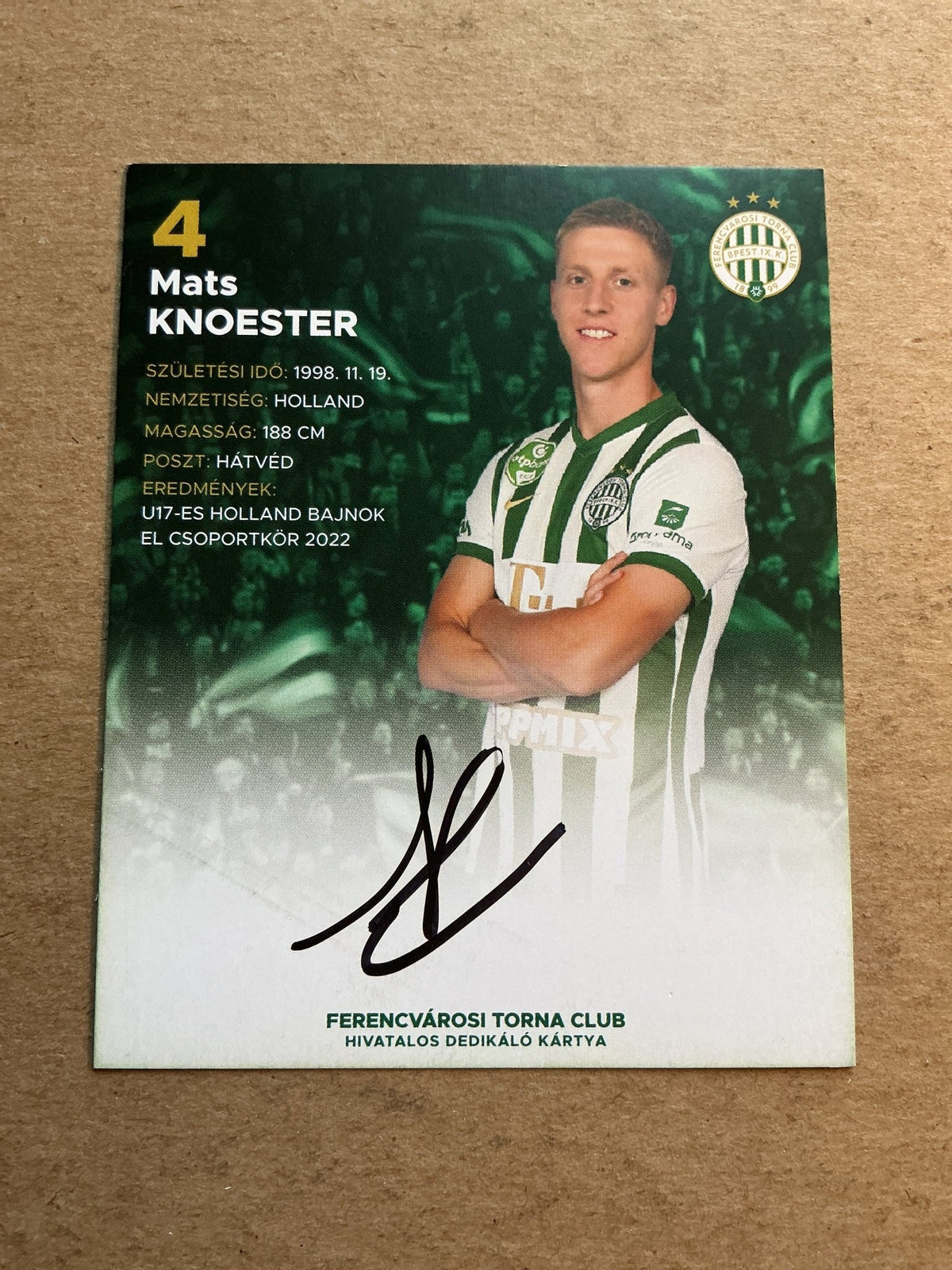 Mats Knoester, Netherlands 🇳🇱 Ferencváros 2022/23 hand signed - Autographs-World