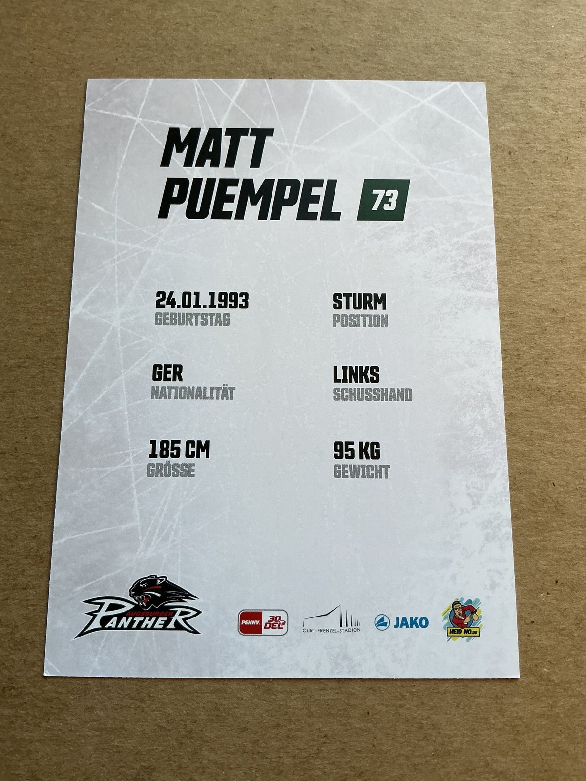 Matt Puempel, Germany 🇩🇪 Augsburg Panther 2023/24 hand signed - Autographs-World