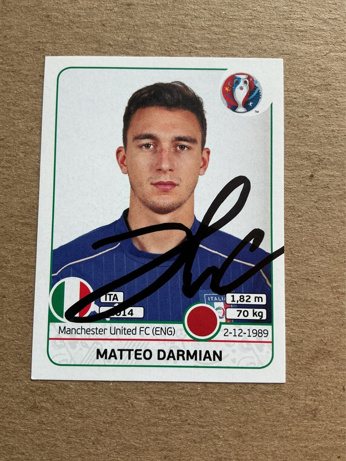 Matteo Darmian, Italy 🇮🇹 UEFA Euro 2016 Panini hand signed - Autographs-World