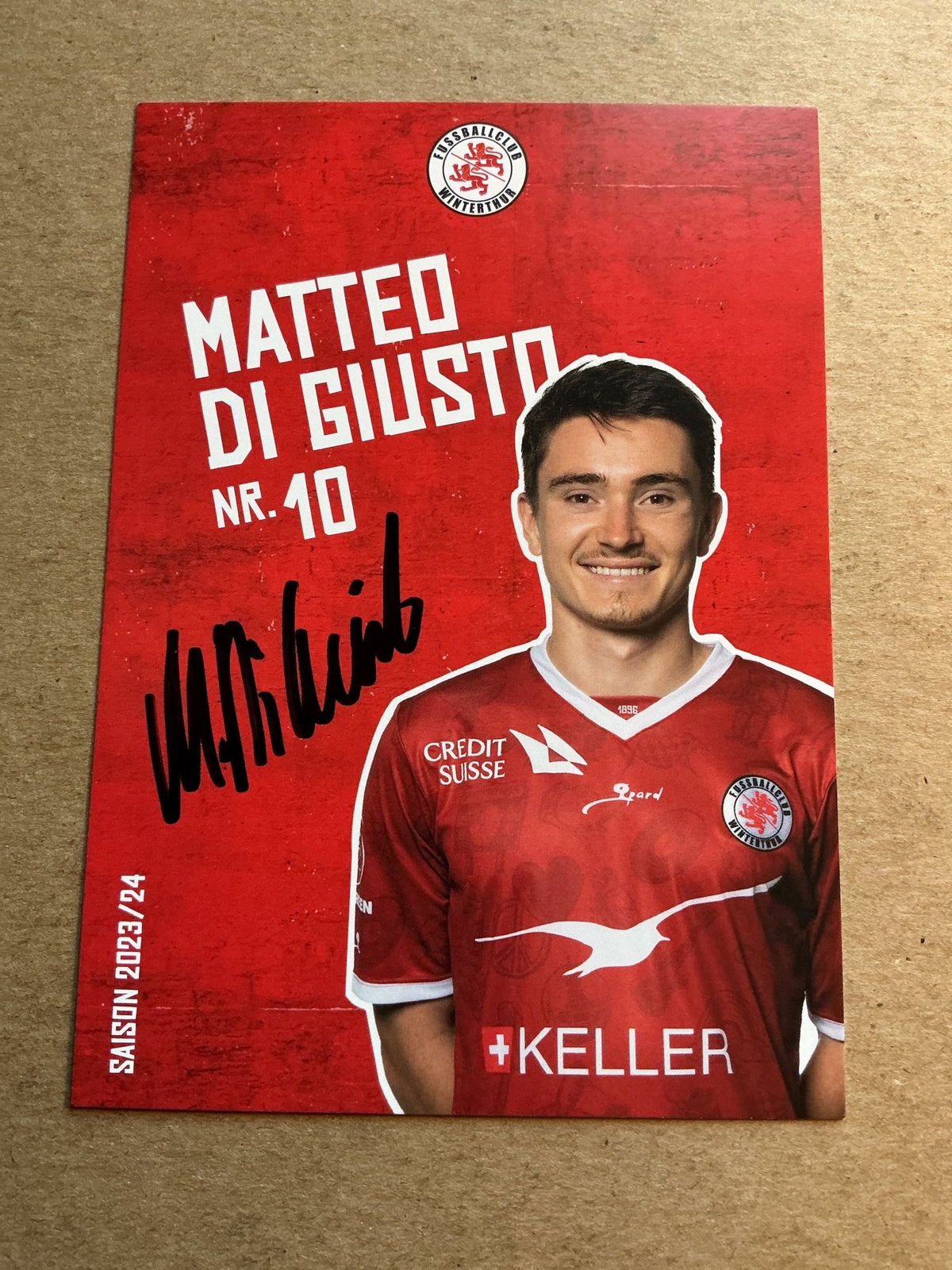 Matteo di Giusto, Switzerland 🇨🇭 FC Winterthur 2023/24 hand signed - Autographs-World