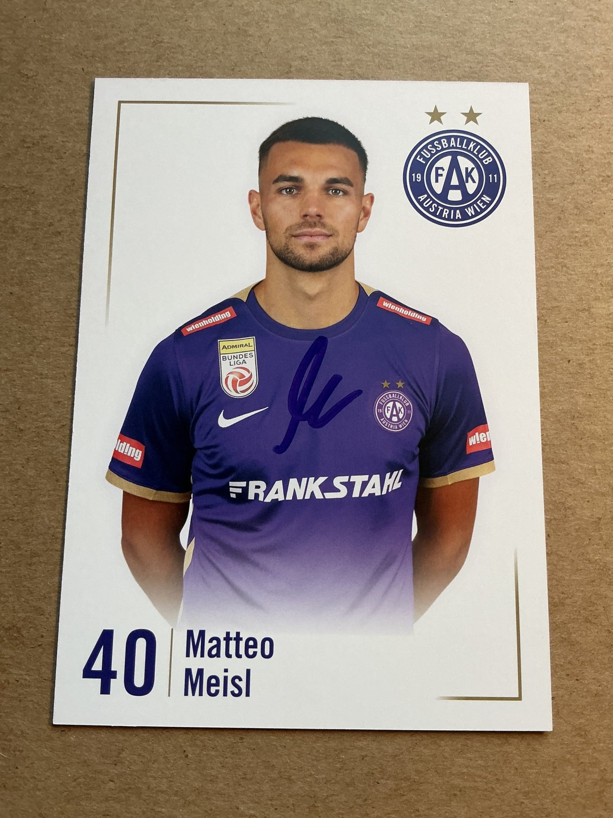 Matteo Meisl, Austria 🇦🇹 FK Austria Wien 2023/24 hand signed - Autographs-World