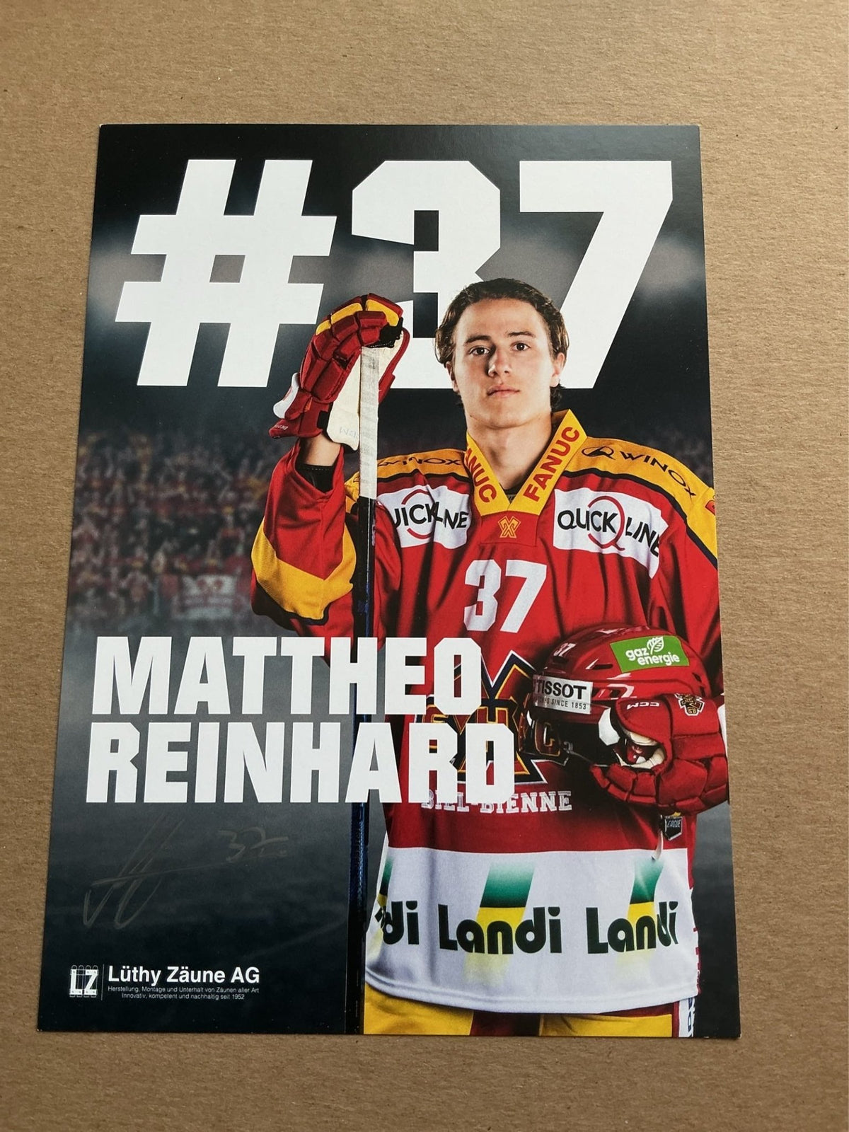 Matteo Reinhard, Switzerland 🇨🇭 EHC Biel-Bienne 2023/24 hand signed - Autographs-World