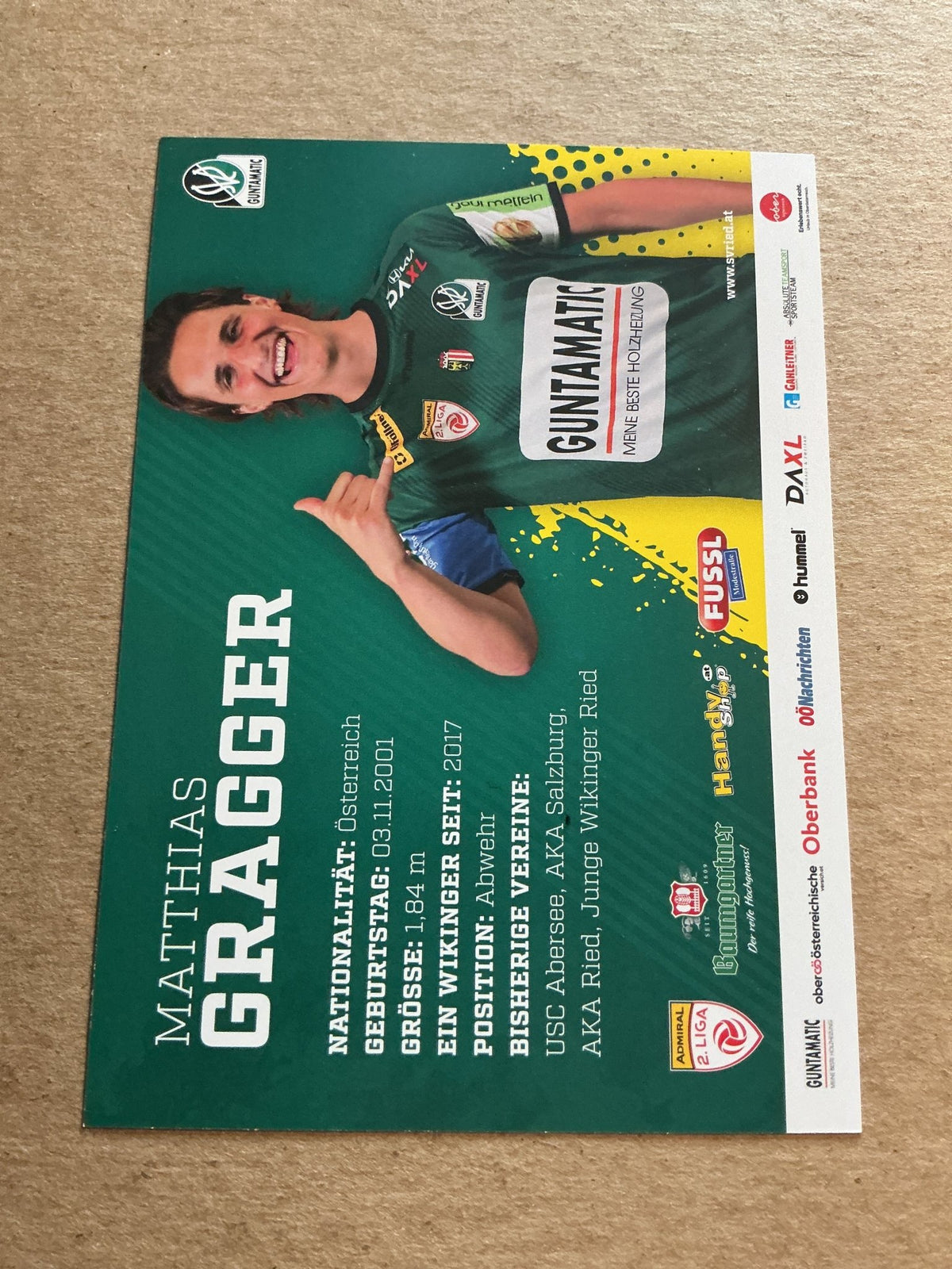 Matthias Gragger, Austria 🇦🇹 SV Ried 2024/25 hand signed - Autographs-World