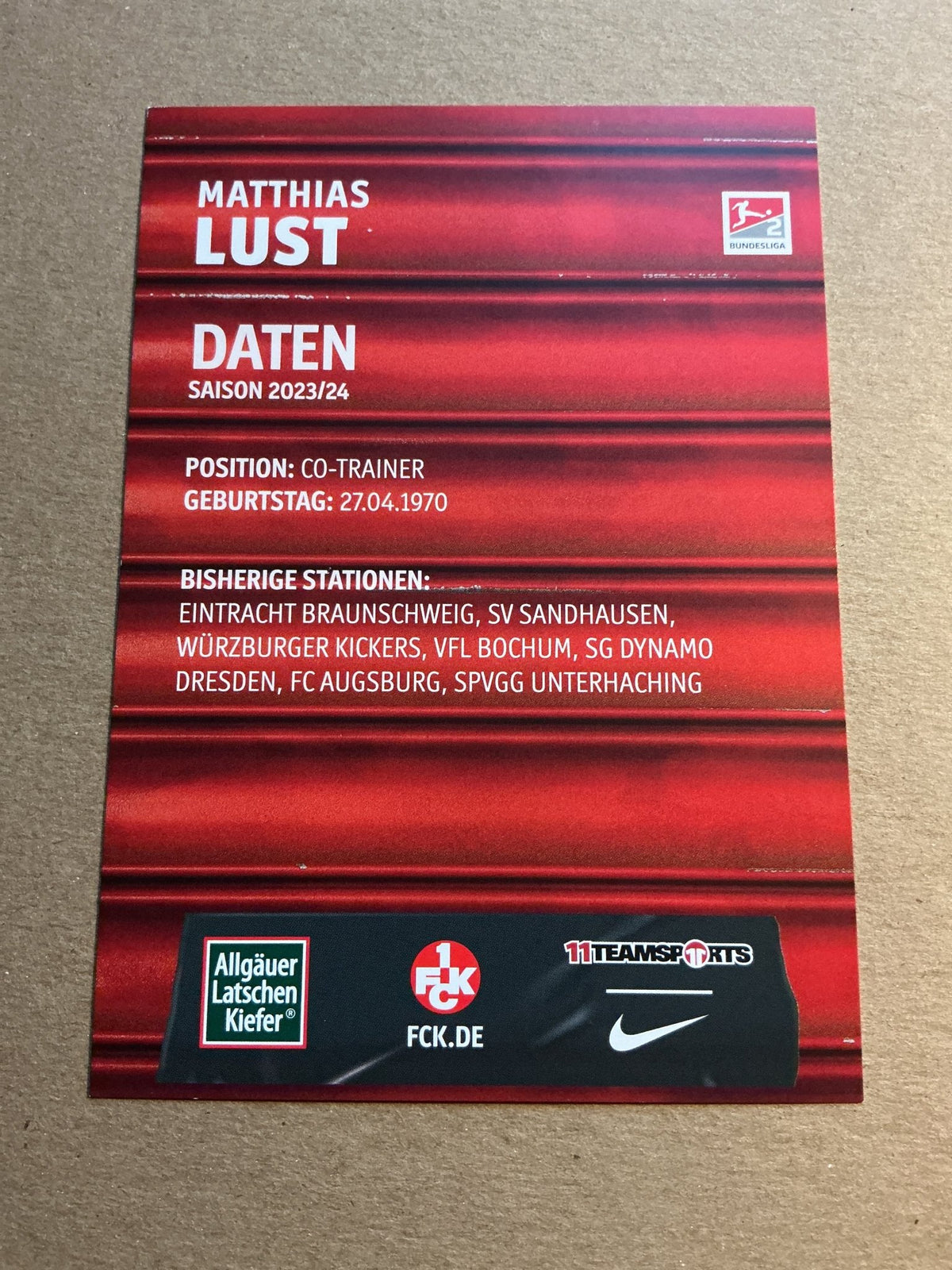 Matthias Lust, Germany 🇩🇪 1.FC Kaiserslautern 2023/24 hand signed - Autographs-World