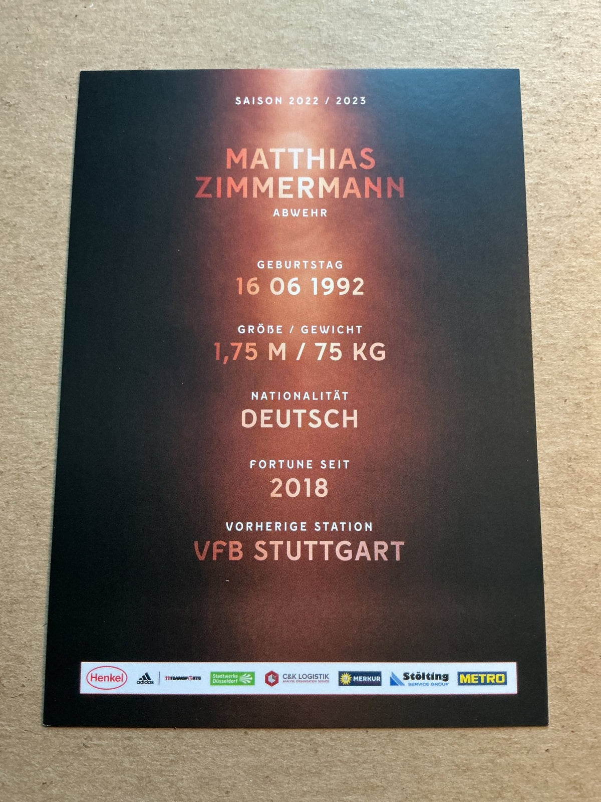 Matthias Zimmermann, Germany 🇩🇪 Fortuna Düsseldorf 2022/23 hand signed - Autographs-World