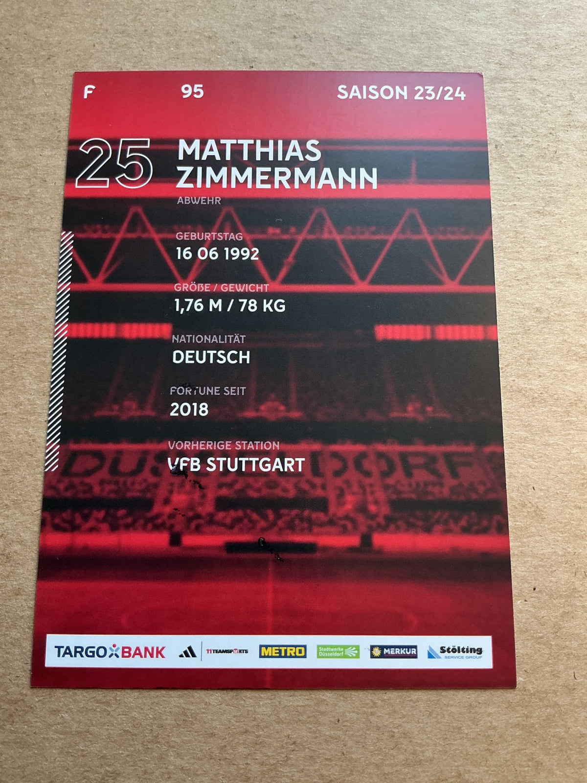 Matthias Zimmermann, Germany 🇩🇪 Fortuna Düsseldorf 2023/24 hand signed - Autographs-World