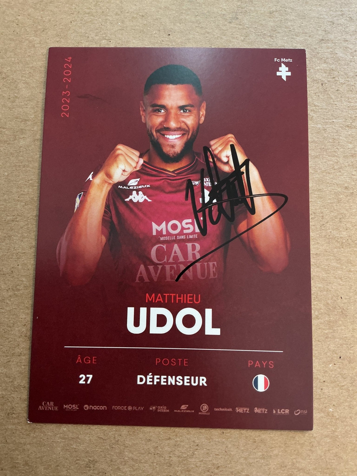 Matthieu Udol, France 🇫🇷 FC Metz 2023/24 hand signed - Autographs-World