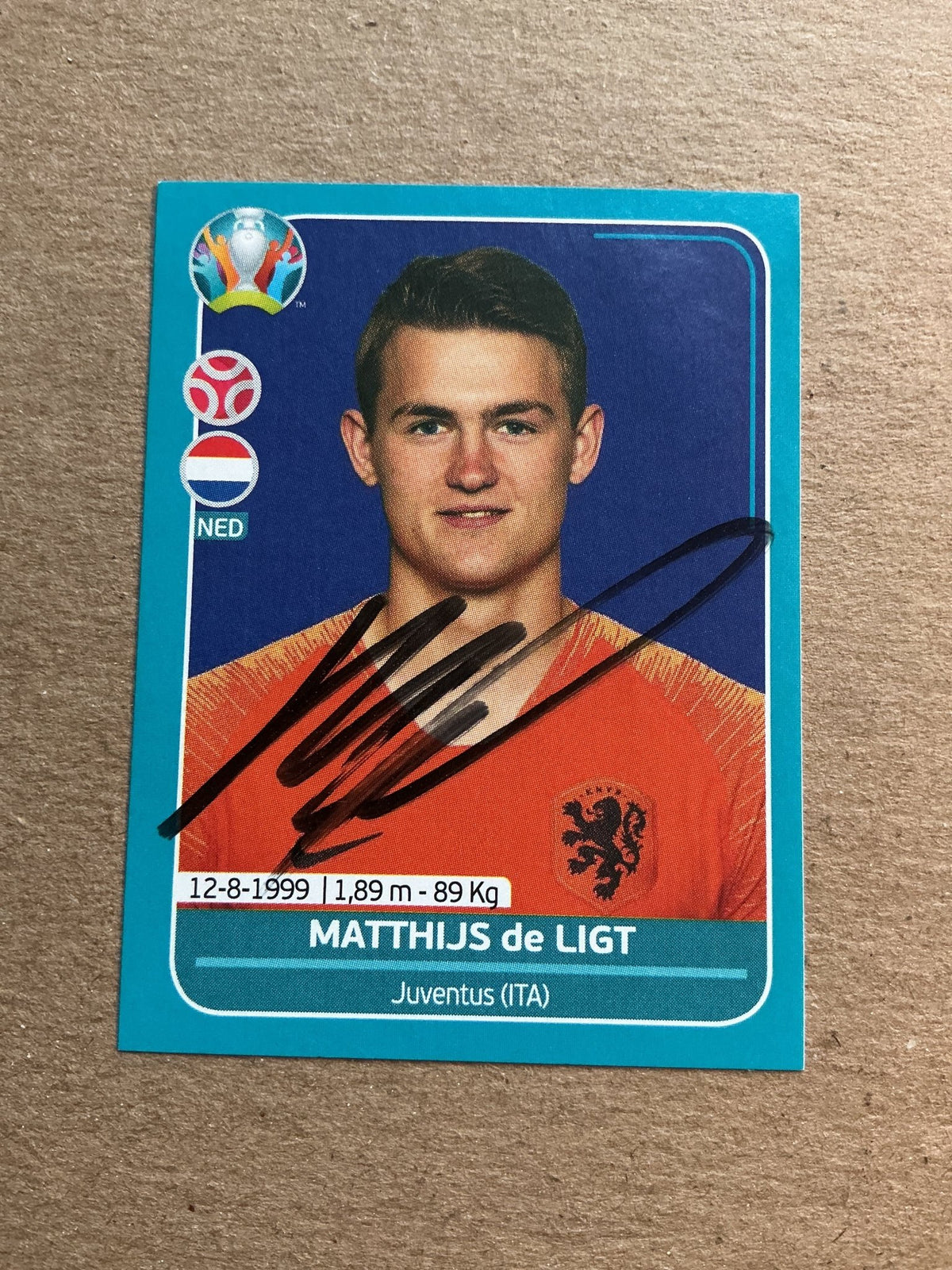 Matthijs de Ligt, Netherlands 🇳🇱 UEFA Euro 2020 Panini hand signed - Autographs-World