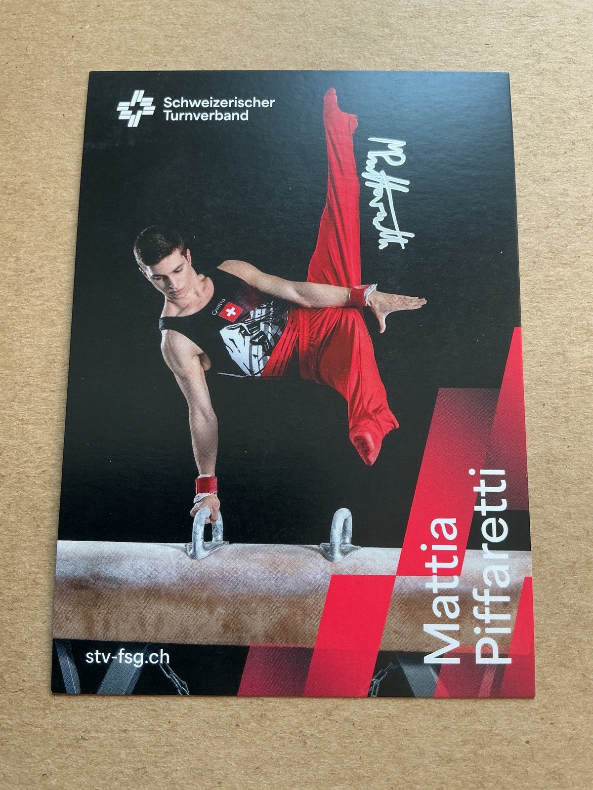 Mattia Piffaretti, Switzerland 🇨🇭 Gymnastics 2025 hand signed - Autographs-World