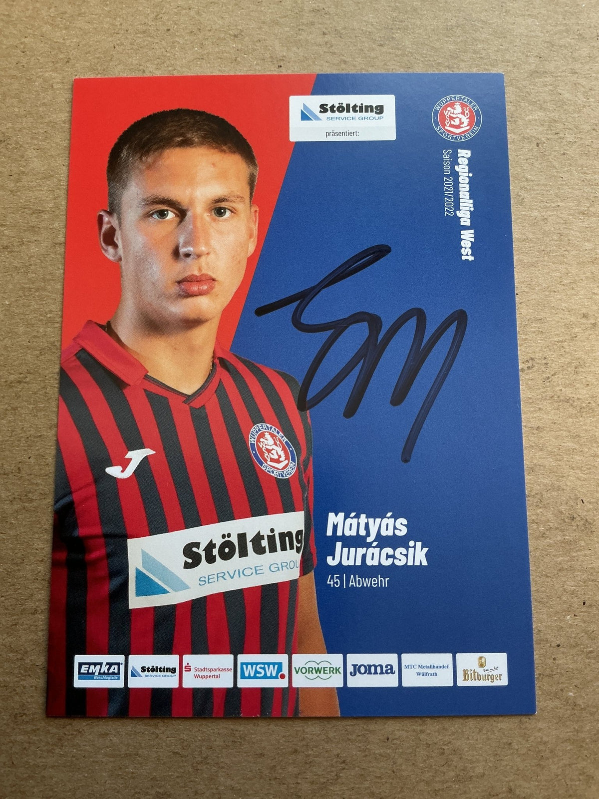 Mátyás Jurácsik, Hungary 🇭🇺 Wuppertaler SV 2021/22 hand signed - Autographs-World