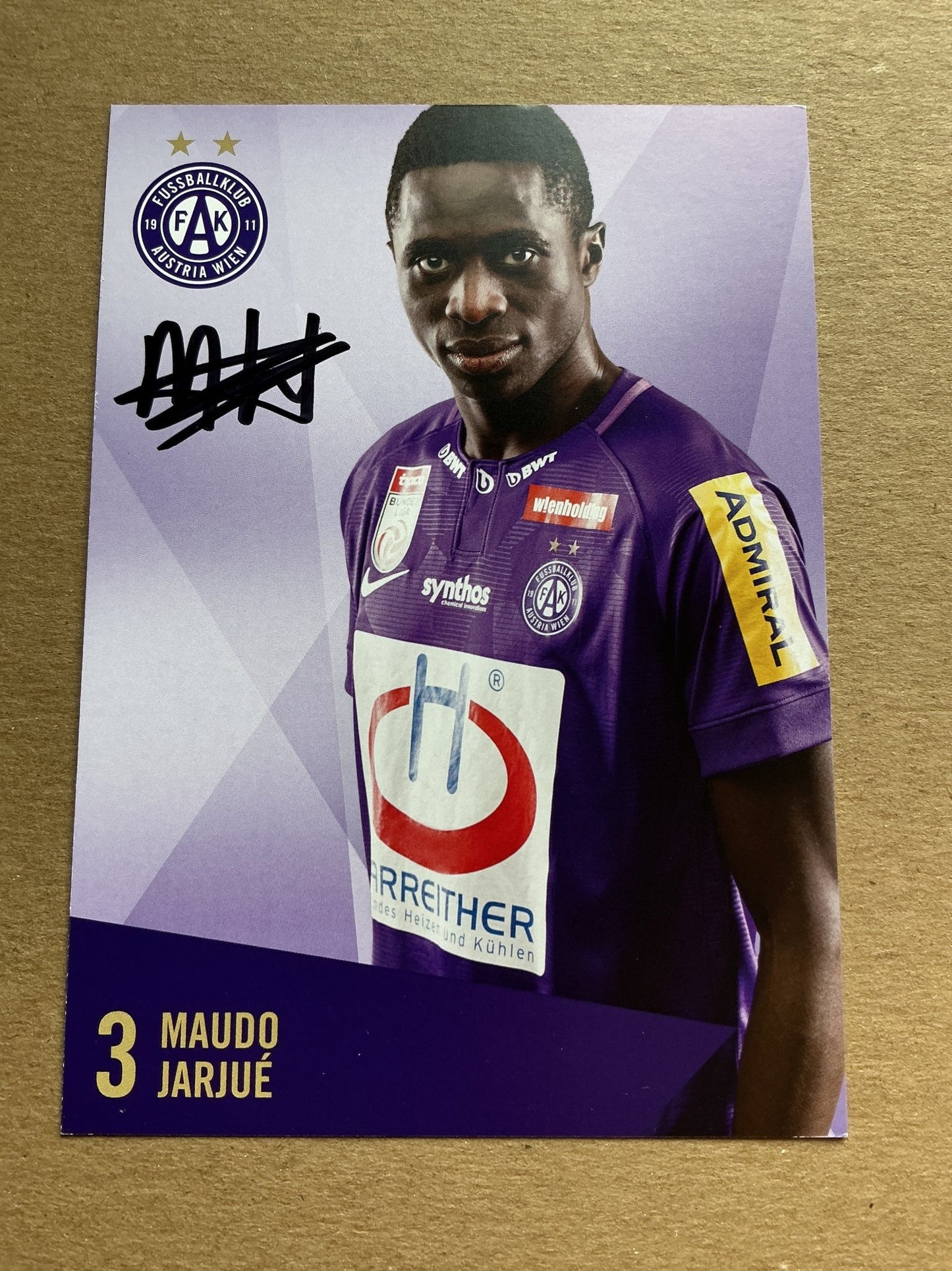 Maudo Jarjué, Guinea-Bissau 🇬🇼 Austria Wien 2019/20 hand signed - Autographs-World