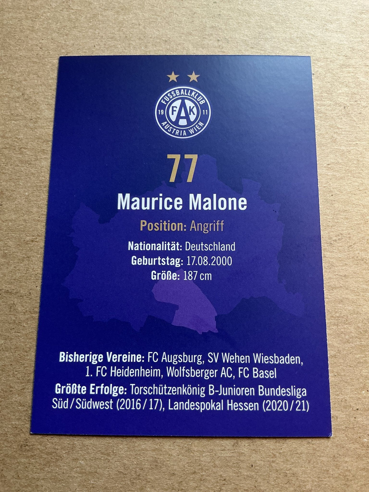 Maurice Malone, Germany 🇩🇪 Austria Wien 2024/25 hand signed - Autographs-World