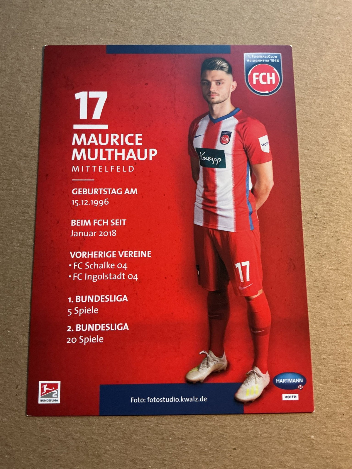 Maurice Multhaup, Germany 🇩🇪 1.FC Heidenheim 2019/20 hand signed - Autographs-World