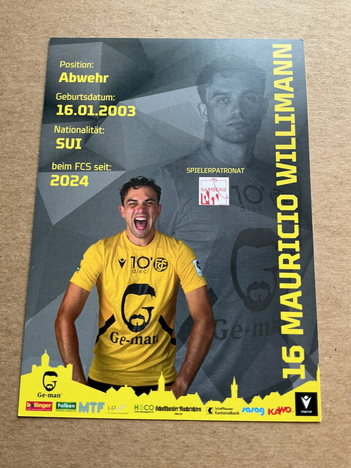 Mauricio Willmann, Switzerland 🇨🇭 FC Schaffhausen 2024/25 hand signed - Autographs-World