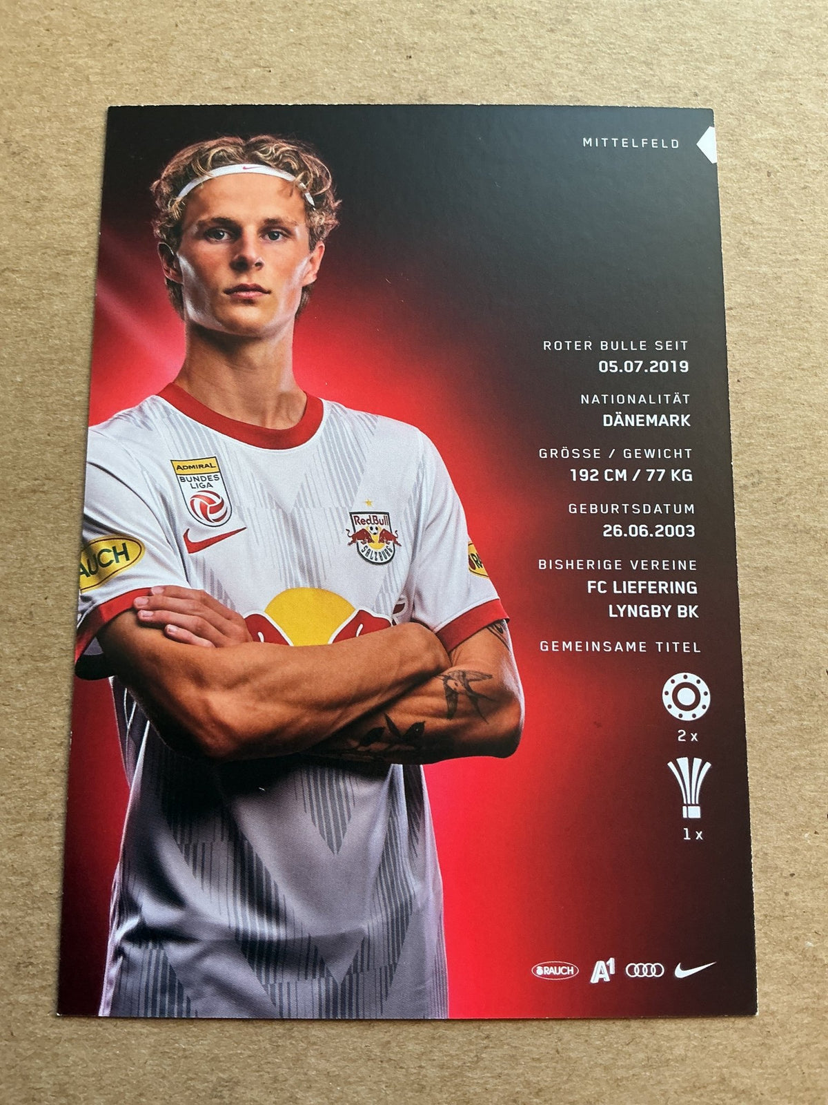 Maurits Kjærgaard, Denmark 🇩🇰 FC Red Bull Salzburg 2022/23 hand signed - Autographs-World