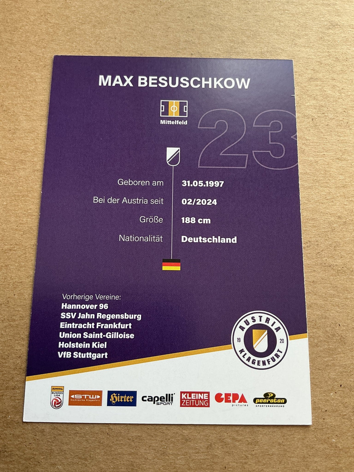 Max Besuschkow, Germany 🇩🇪 Austria Klagenfurt 2023/24 hand signed - Autographs-World