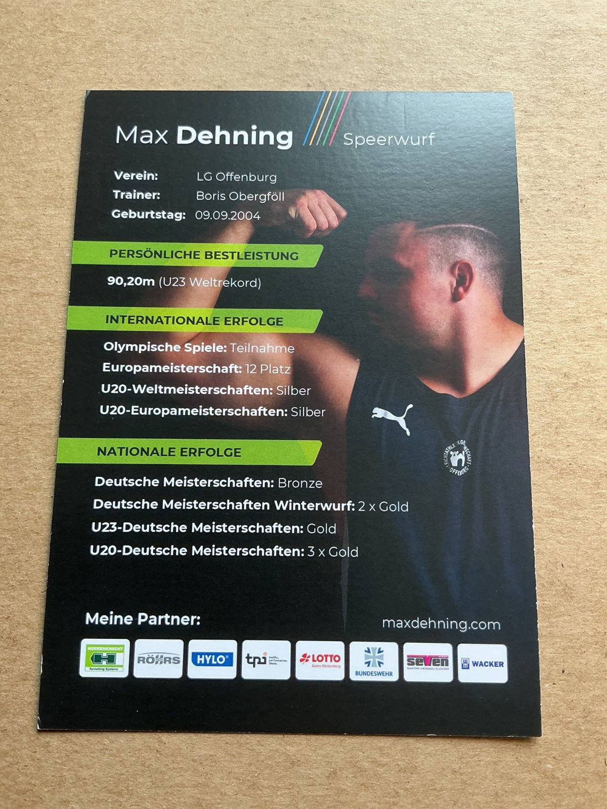 Max Dehning, Germany 🇩🇪 Athletics Sports 2025 hand signed - Autographs-World