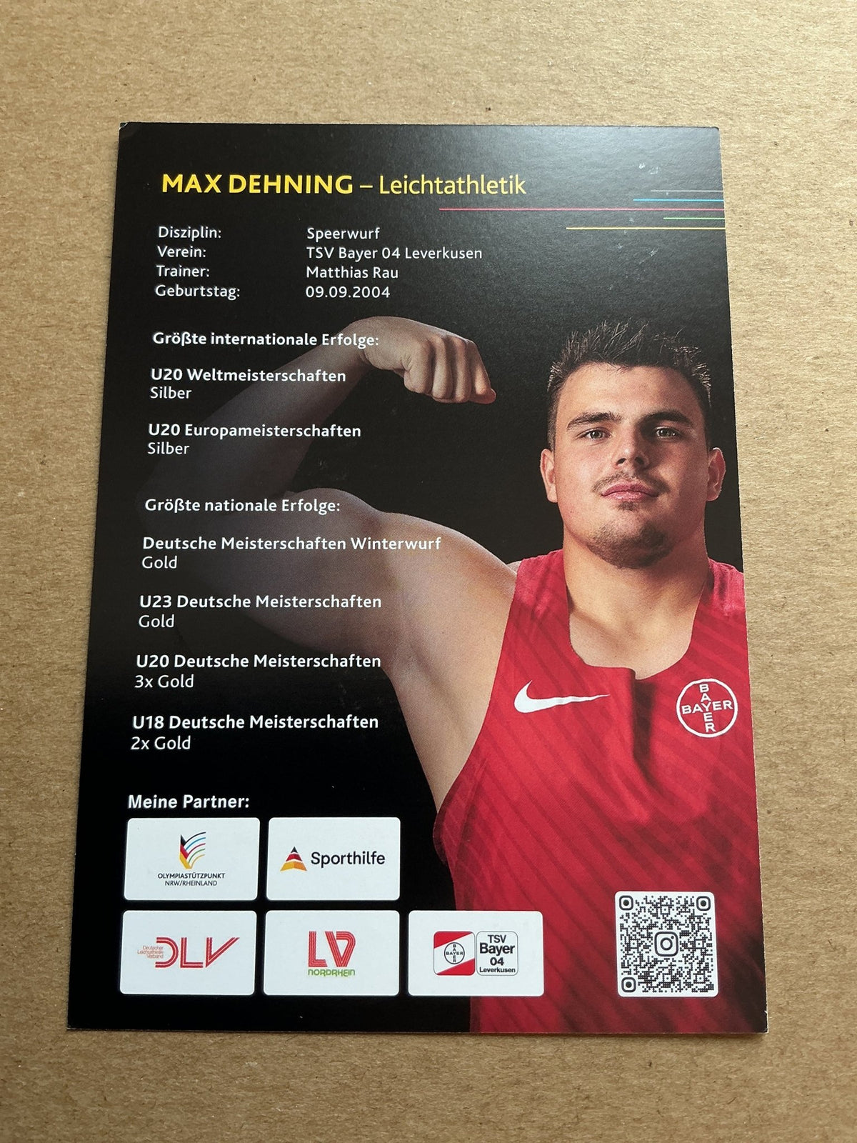 Max Dehning, Germany 🇩🇪 Athletics Summer Olympics 2024 hand signed - Autographs-World