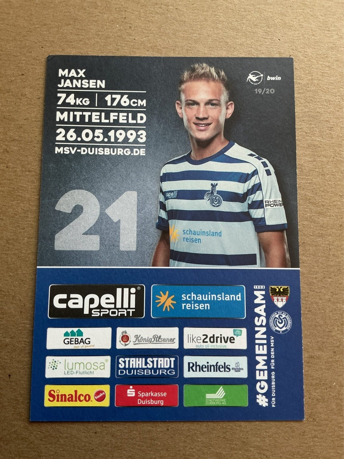 Max Jansen, Germany 🇩🇪 MSV Duisburg 2019/20 hand signed - Autographs-World