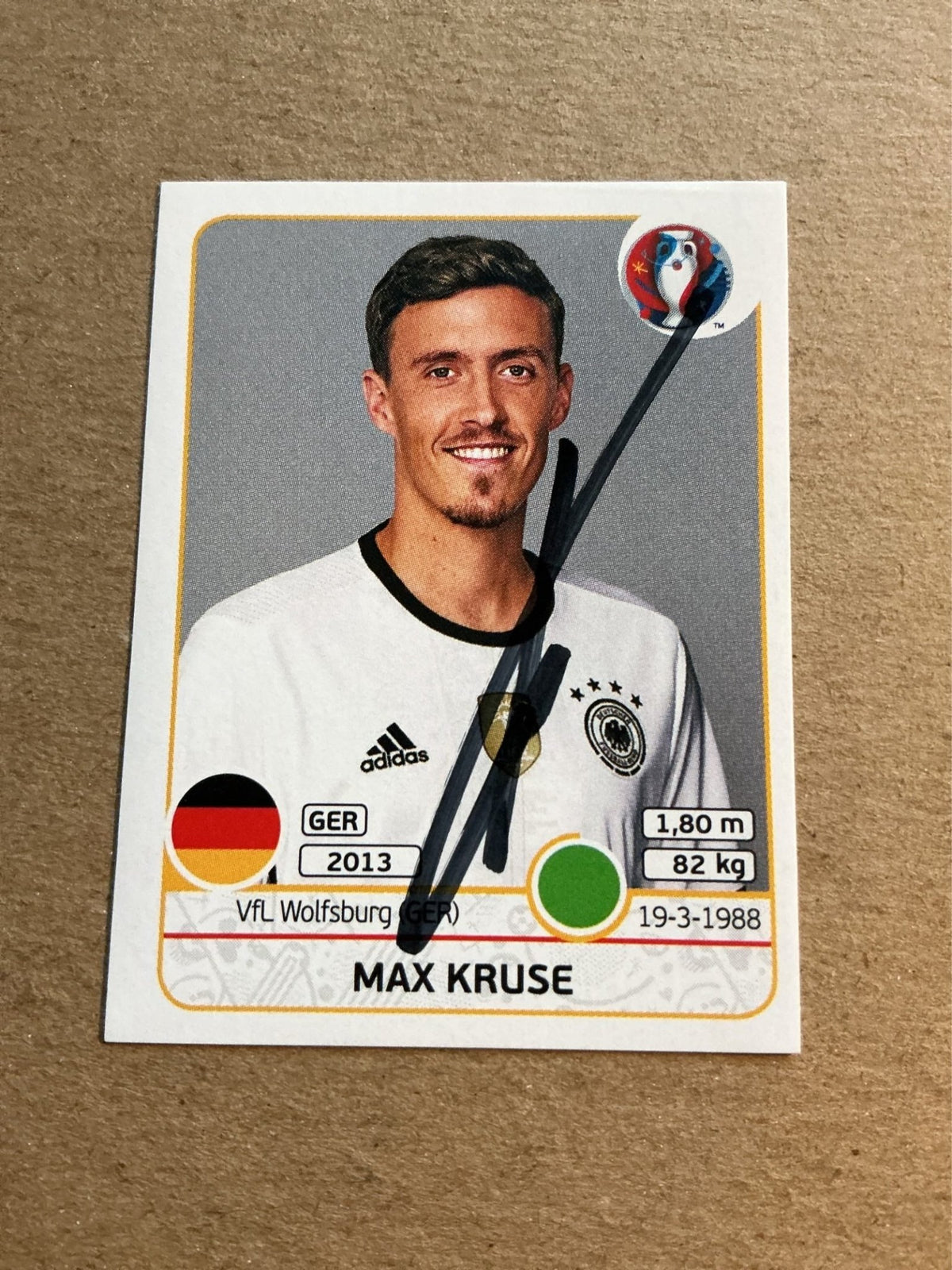 Max Kruse, Germany 🇩🇪 UEFA Euro 2016 Panini hand signed - Autographs-World