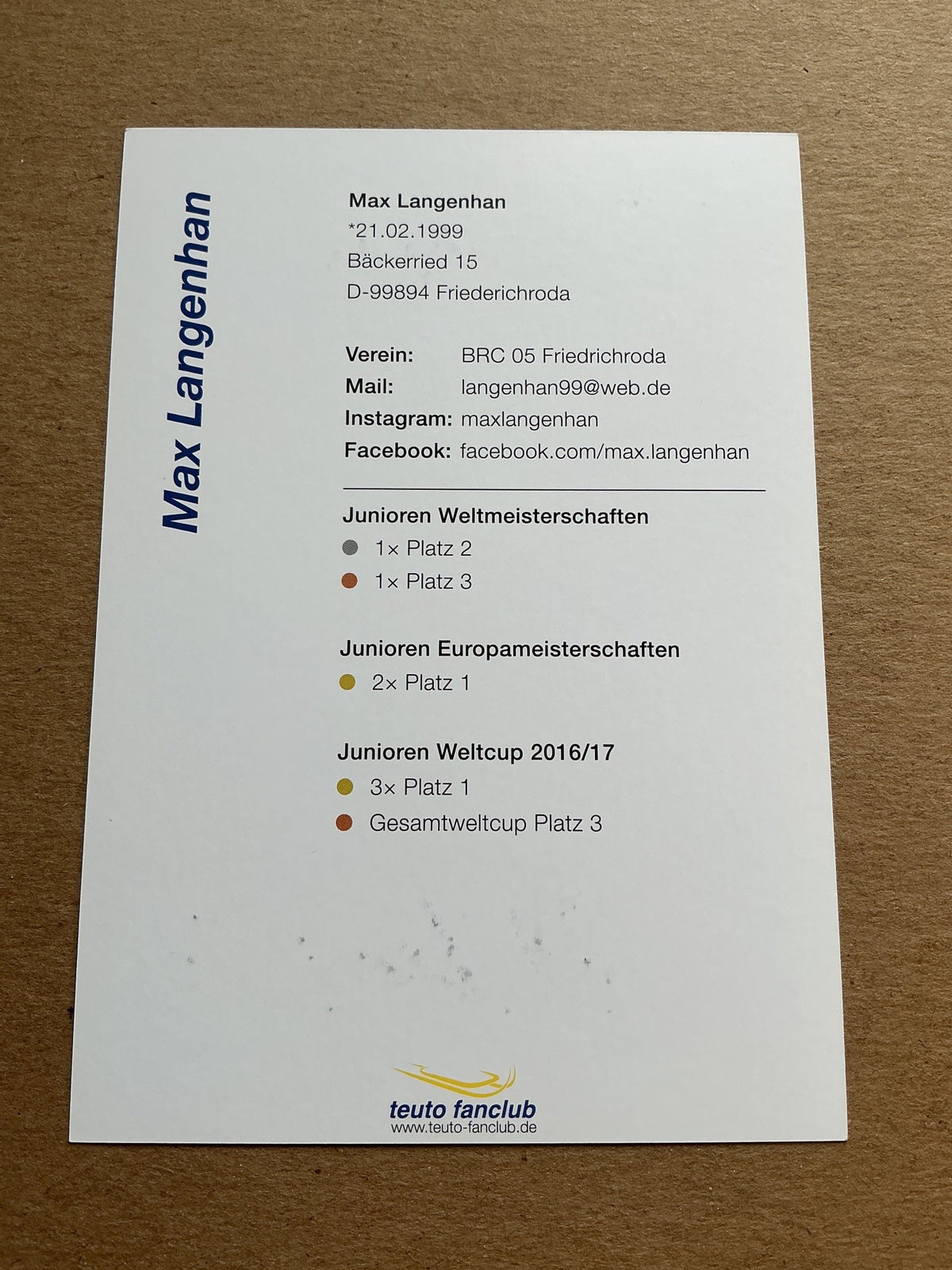Max Langenhan, Germany 🇩🇪 Luger Winter 2021/22 hand signed - Autographs-World