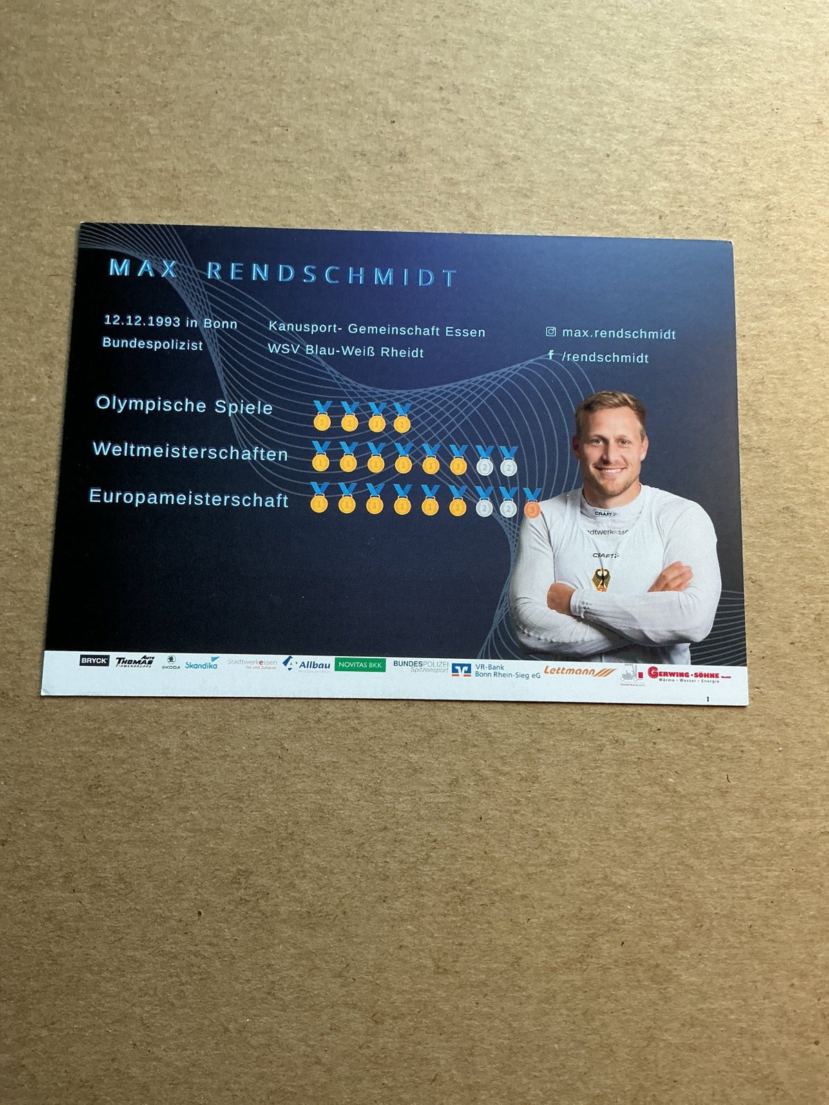 Max Rendschmidt, Germany 🇩🇪 Canoeing Summer Olympics 2024 hand signed - Autographs-World