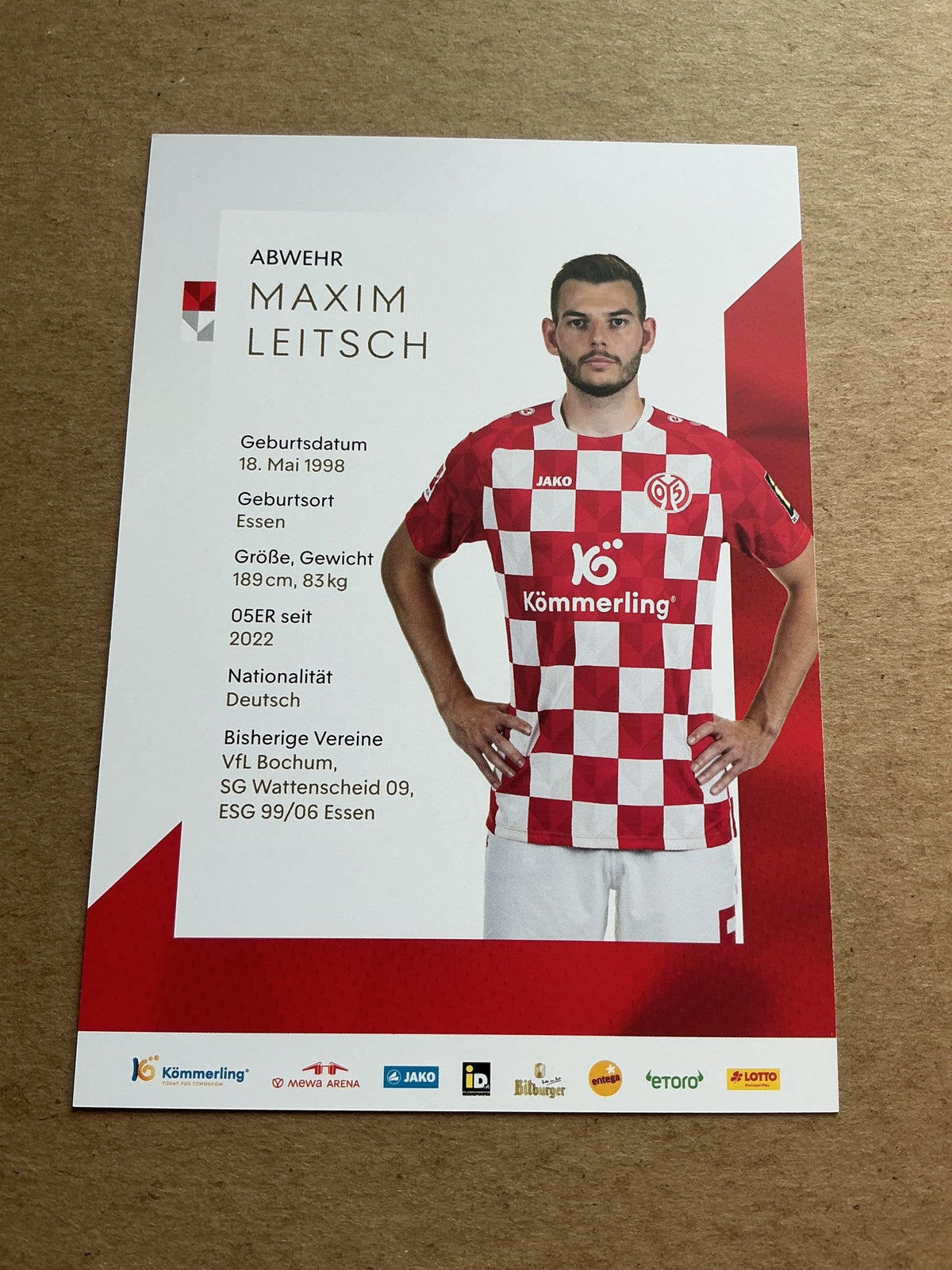 Maxim Leitsch, Germany 🇩🇪 FSV Mainz 05 2023/24 hand signed - Autographs-World