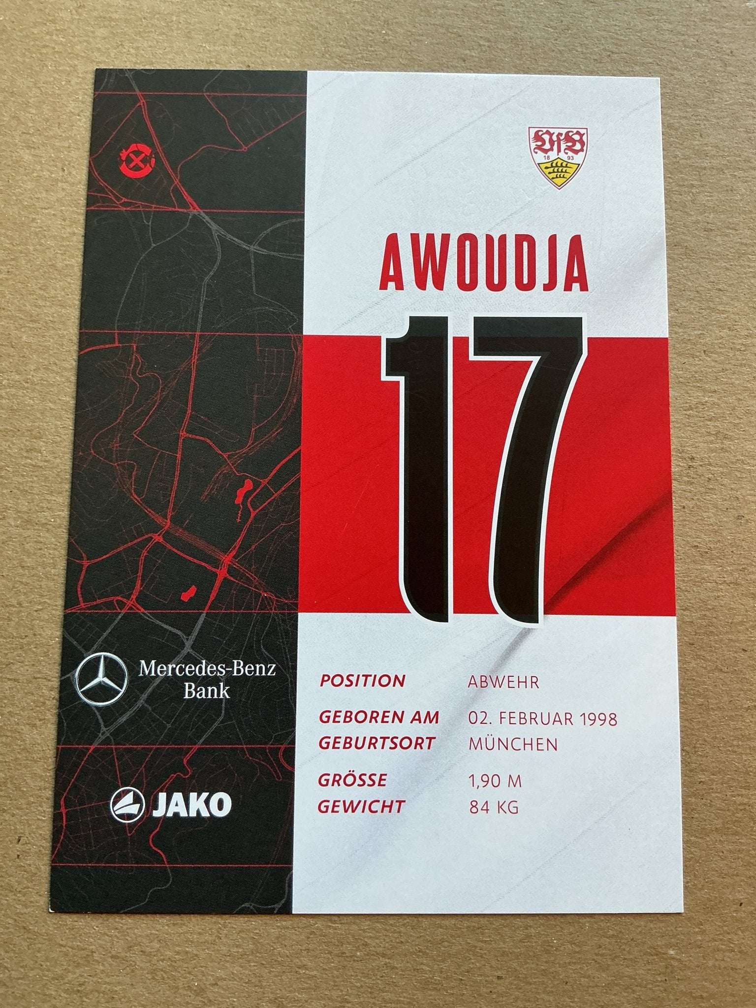 Maxime Awoudja, Germany 🇩🇪 VfB Stuttgart 2020/21 hand signed - Autographs-World