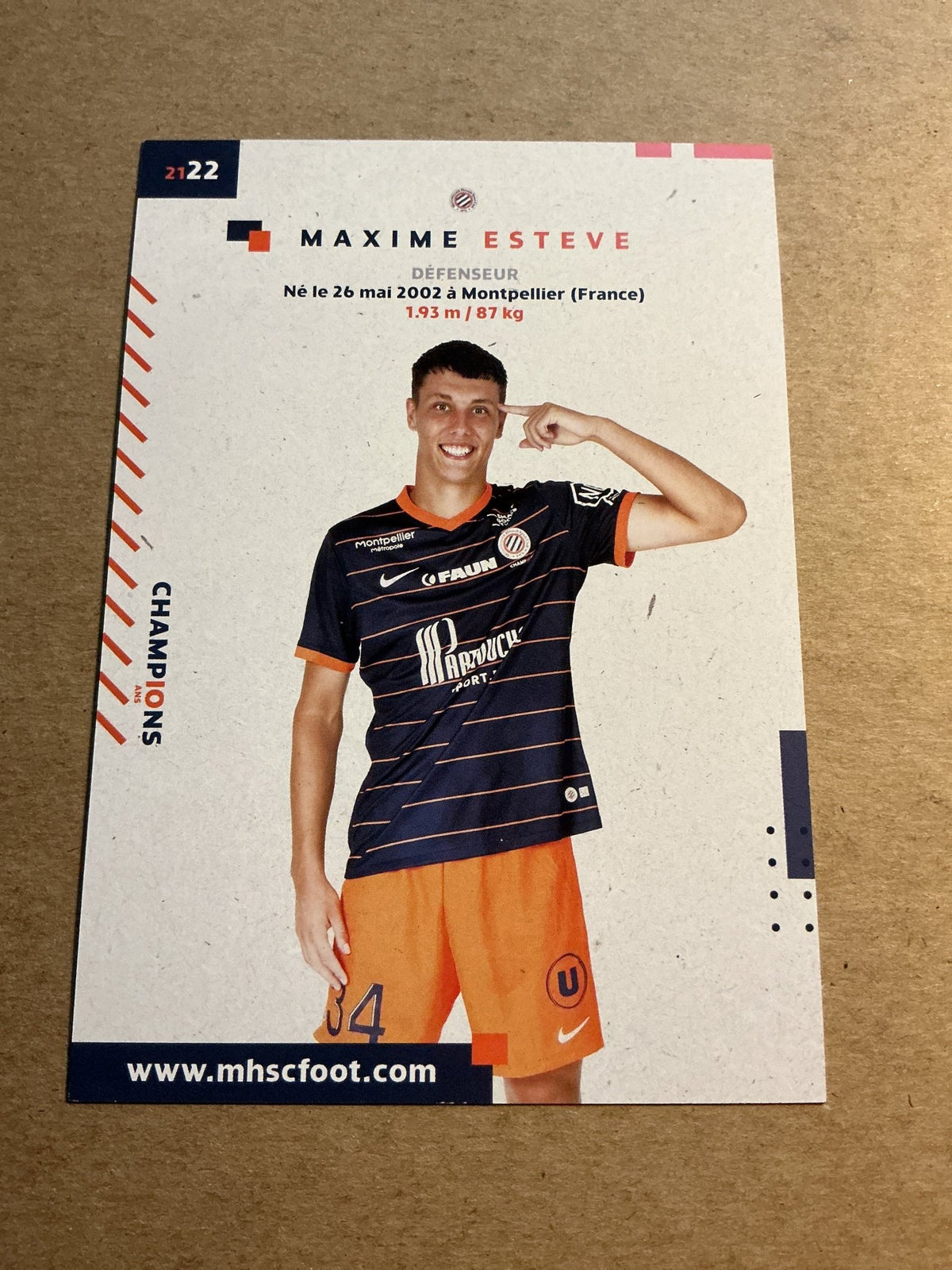 Maxime Esteve, France 🇫🇷 Montpellier HSC 2021/22 hand signed - Autographs-World