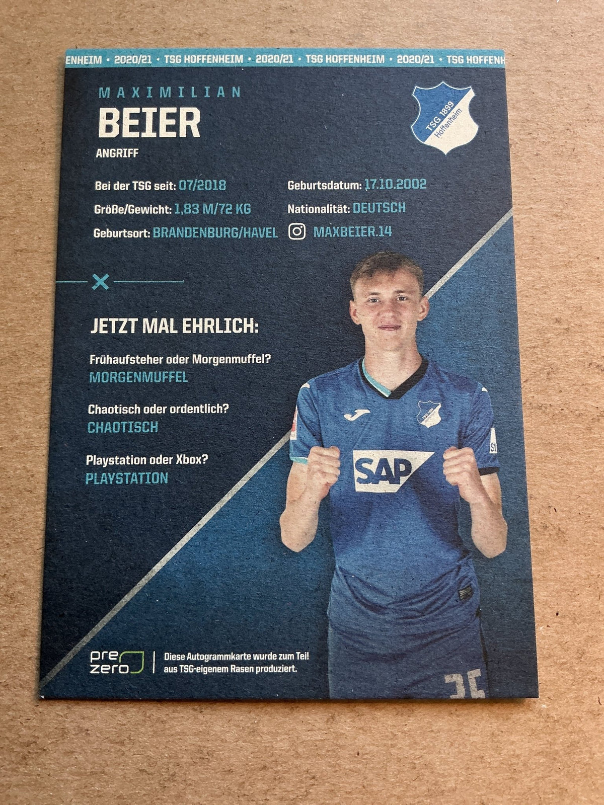 Maximilian Beier, Germany 🇩🇪 TSG 1899 Hoffenheim 2020/21 hand signed - Autographs-World
