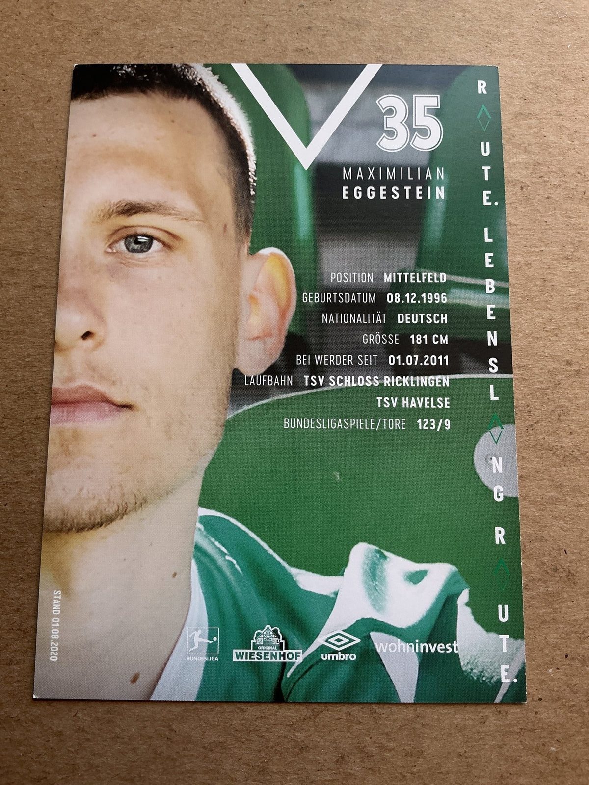 Maximilian Eggestein, Germany 🇩🇪 SV Werder Bremen 2020/21 hand signed - Autographs-World