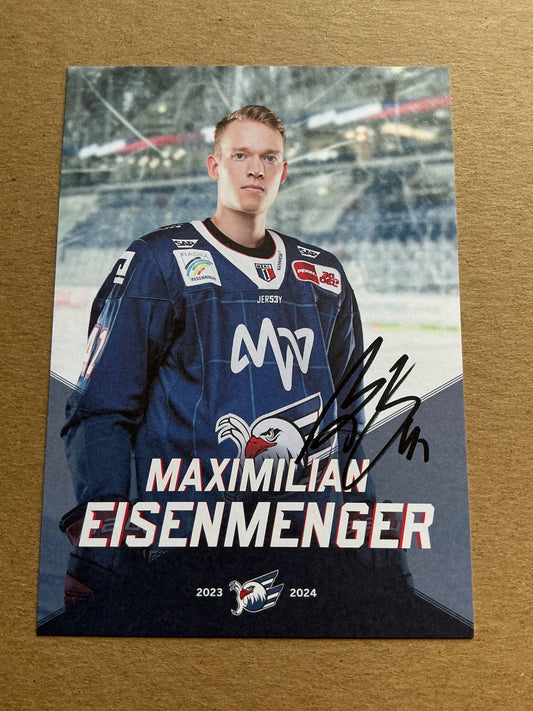 Maximilian Eisenmenger, Germany 🇩🇪 Adler Mannheim 2023/24 hand signed - Autographs-World